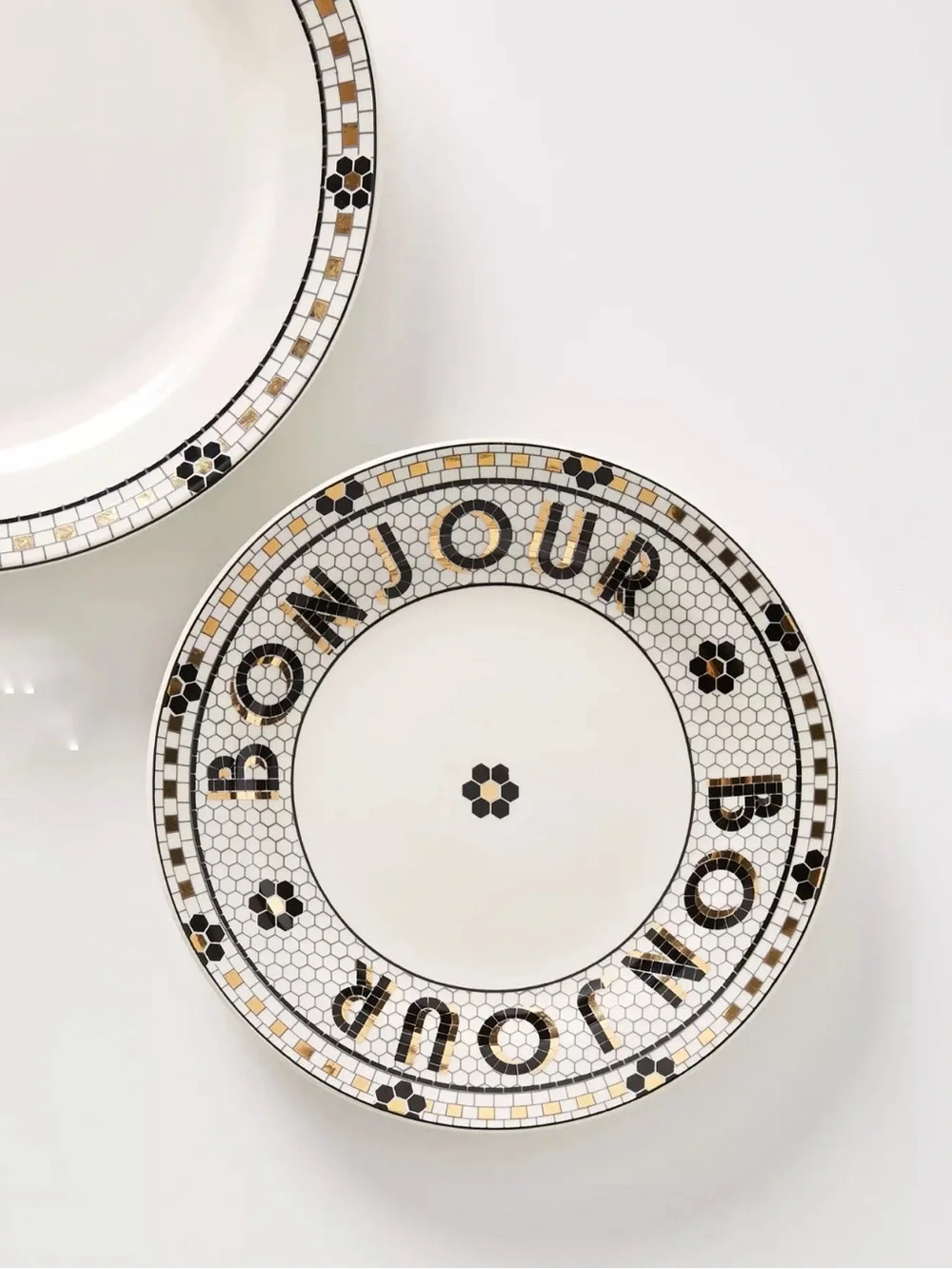 NWOT Anthropologie The Bistro Tile Bonjour Stoneware Bread Plate, 6.5”